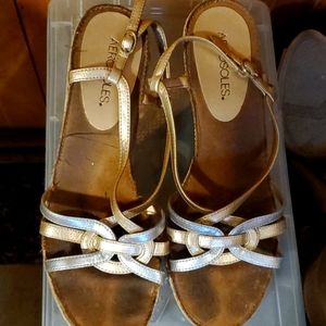 AEROSOLES silver and gold wedges 9m